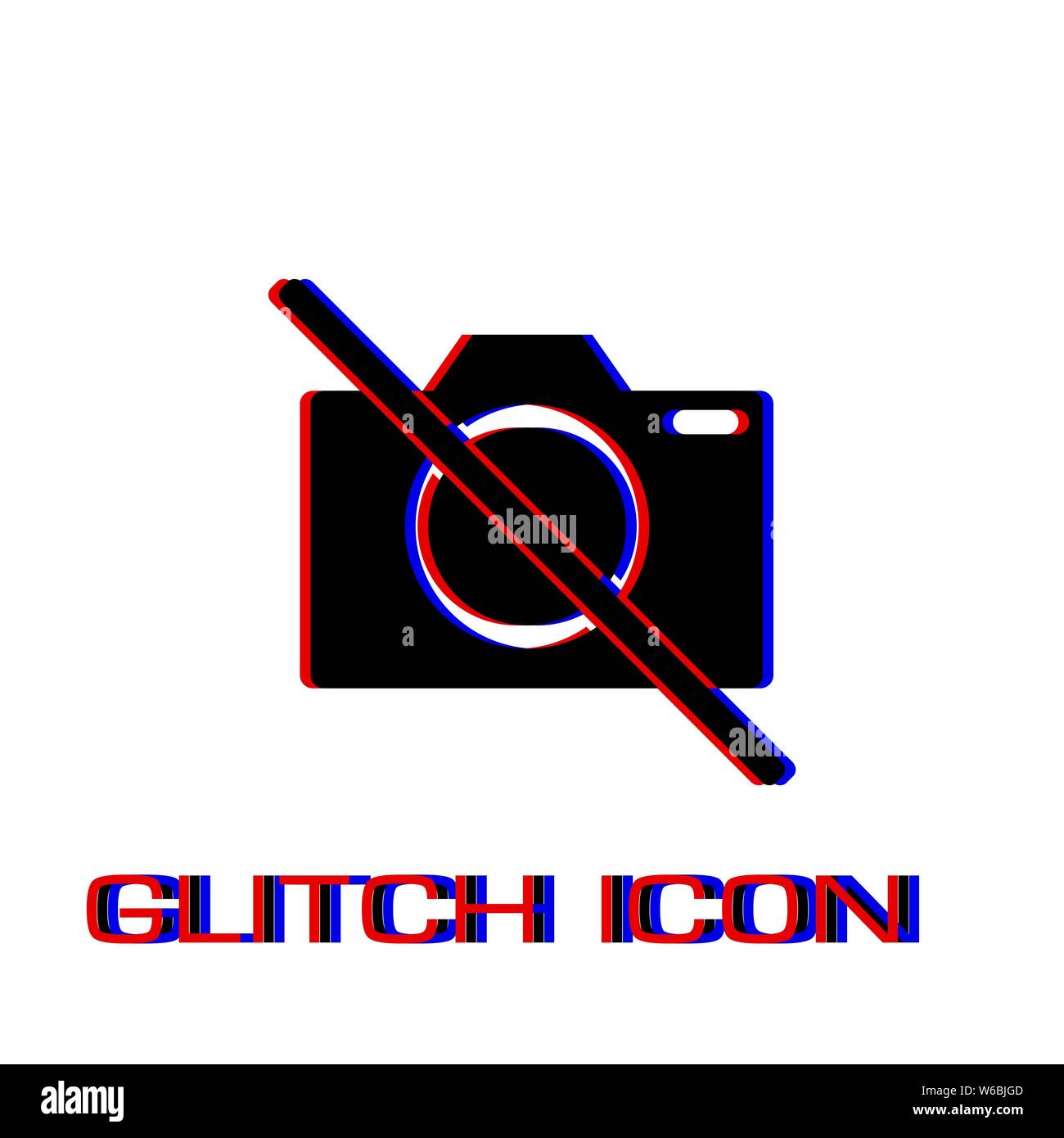 Kein Foto Kamera Symbol. Einfache Piktogramm-Glitch Wirkung. Vector illustration symbol Stock Vektor