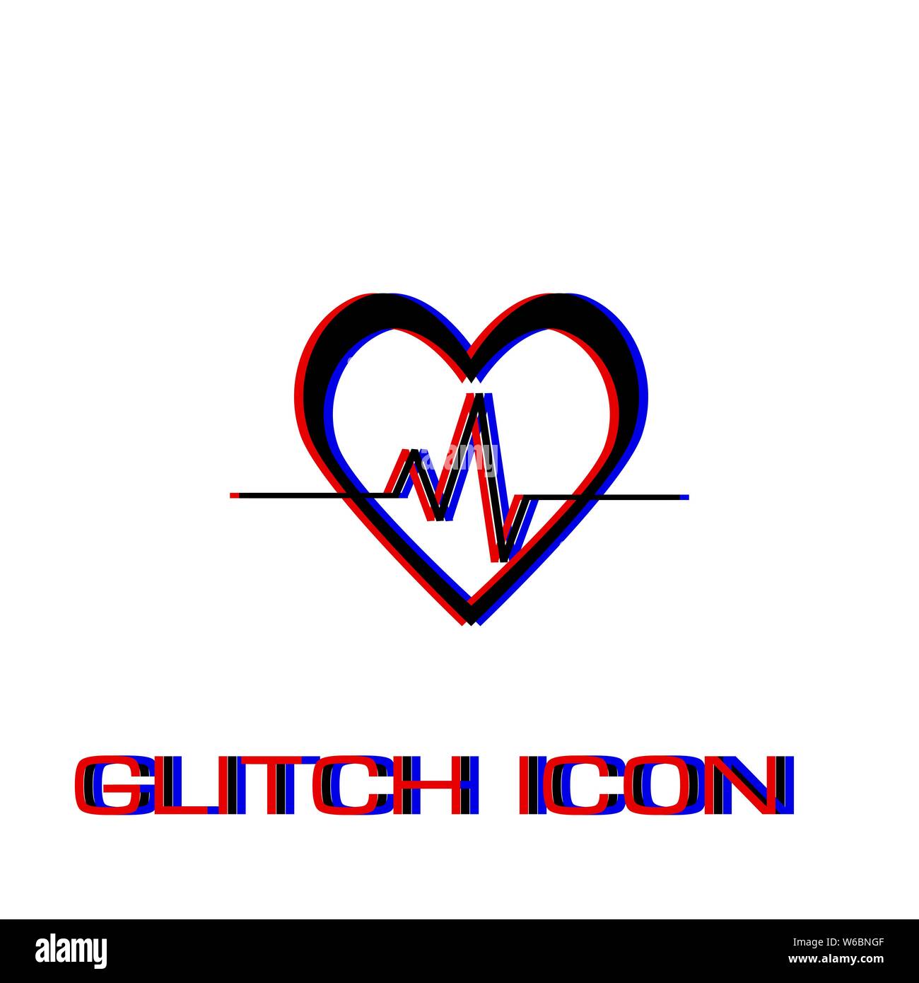 Heartbeat Symbol flach. Einfache Piktogramm-Glitch Wirkung. Vector illustration symbol Stock Vektor