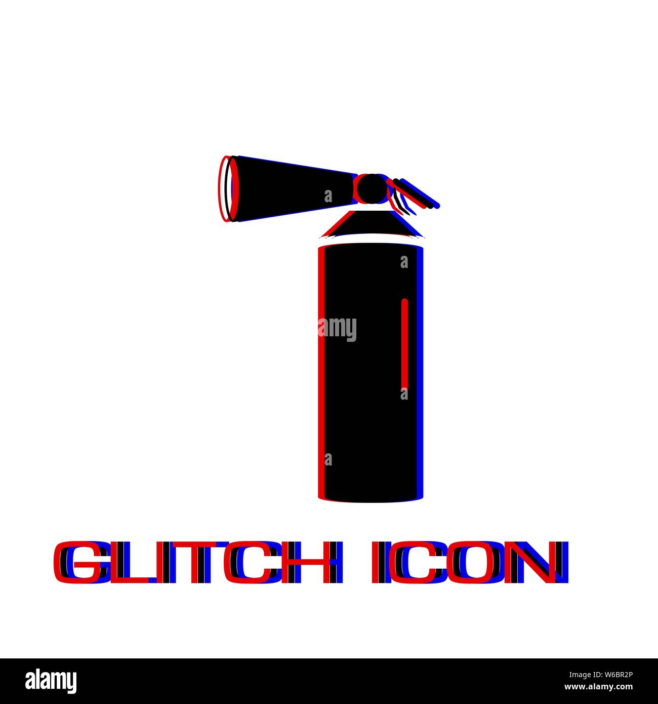 Feuerlöscher Symbol flach. Einfache Piktogramm-Glitch Wirkung. Vector illustration symbol Stock Vektor