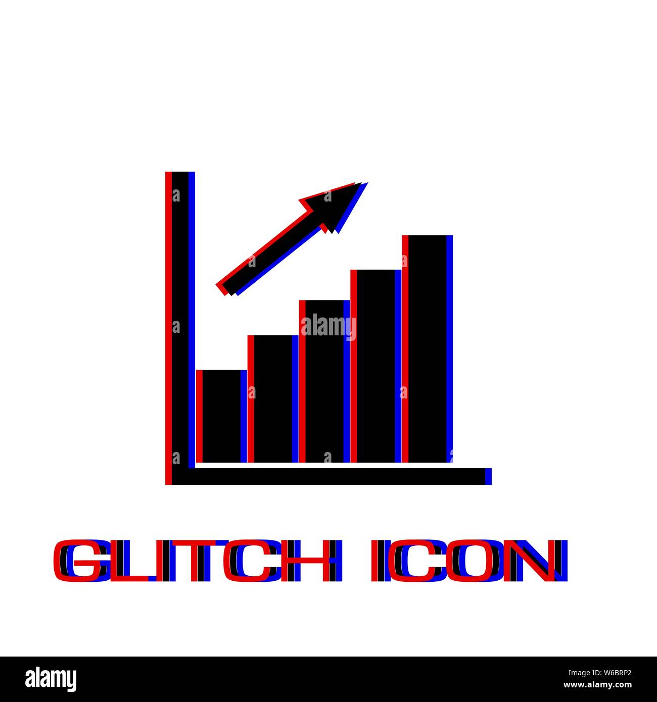 Grafik icon flach. Einfache Piktogramm-Glitch Wirkung. Vector illustration symbol Stock Vektor