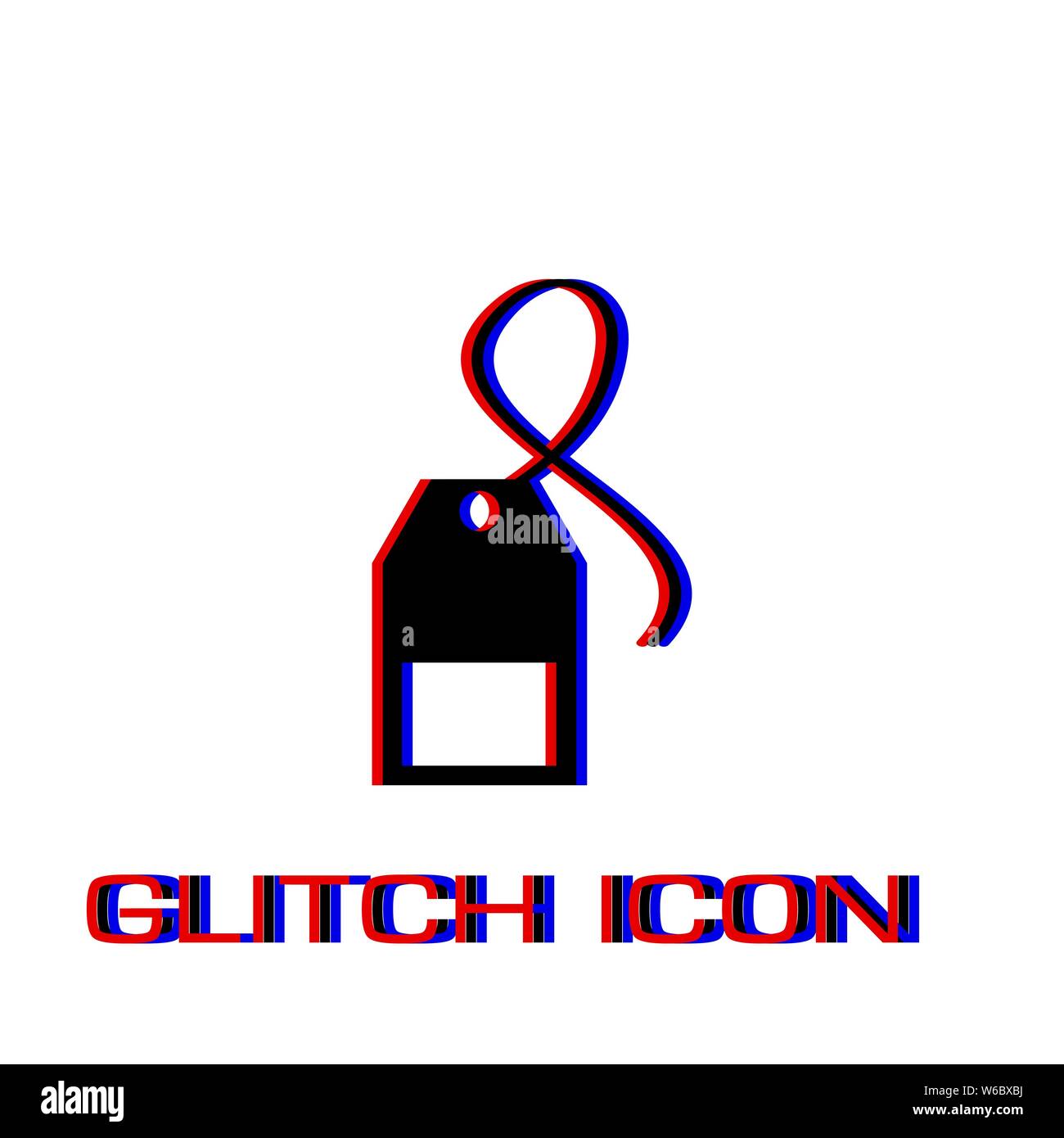 Teebeutel Symbol flach. Einfache Piktogramm-Glitch Wirkung. Vector illustration symbol Stock Vektor