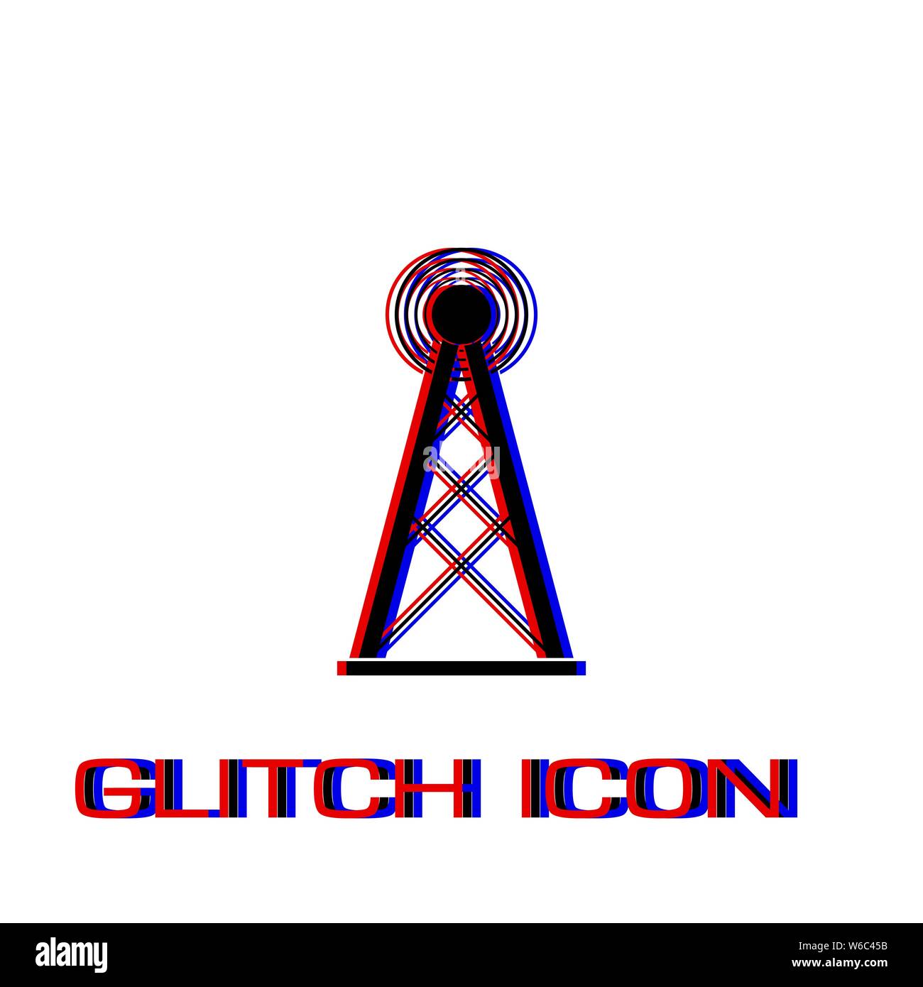 -Ortung Radarsymbol wird flach. Einfache Piktogramm-Glitch Wirkung. Vector illustration symbol Stock Vektor