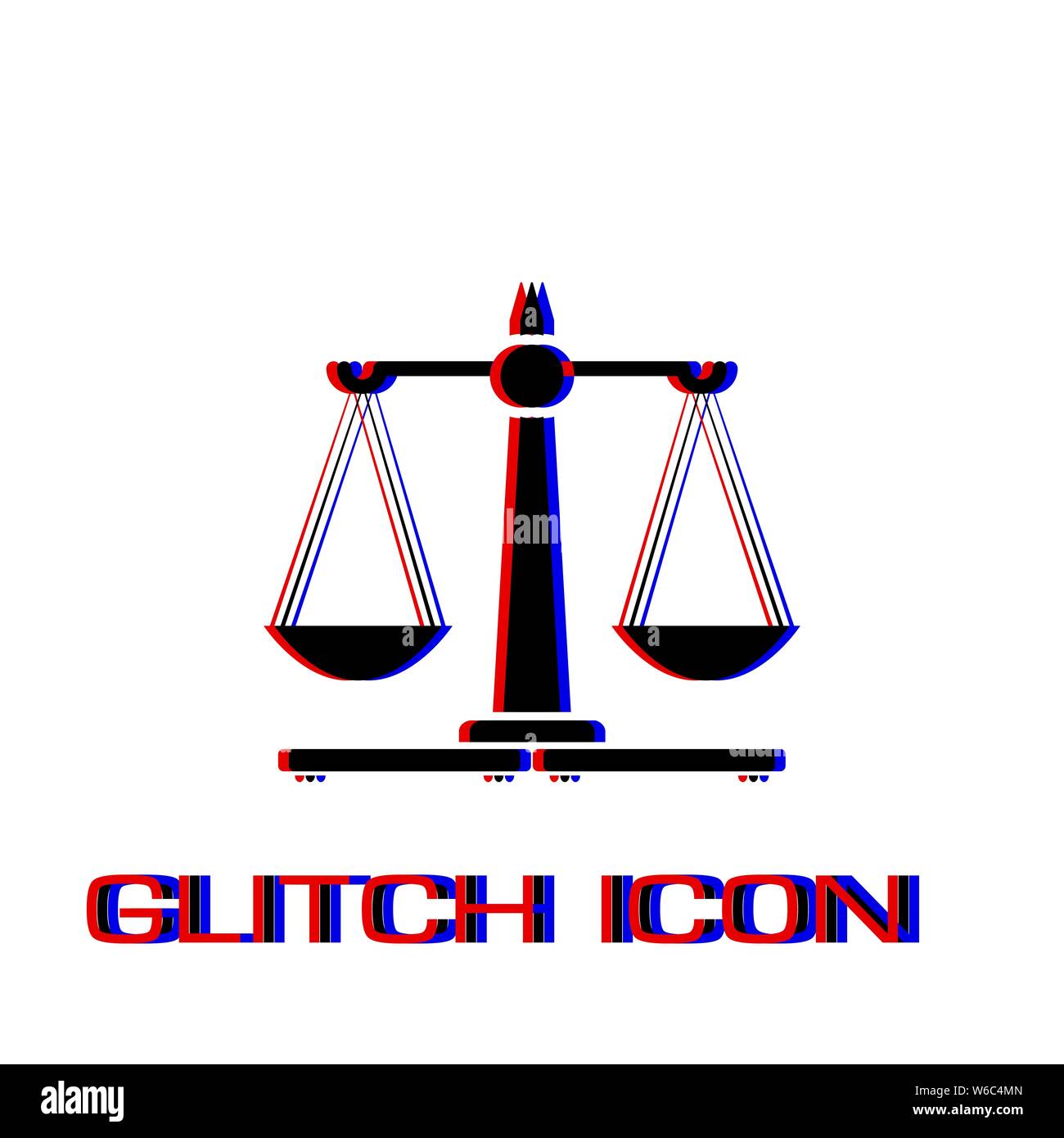 Gerechtigkeit Waage Symbol flach. Einfache Piktogramm-Glitch Wirkung. Vector illustration symbol Stock Vektor