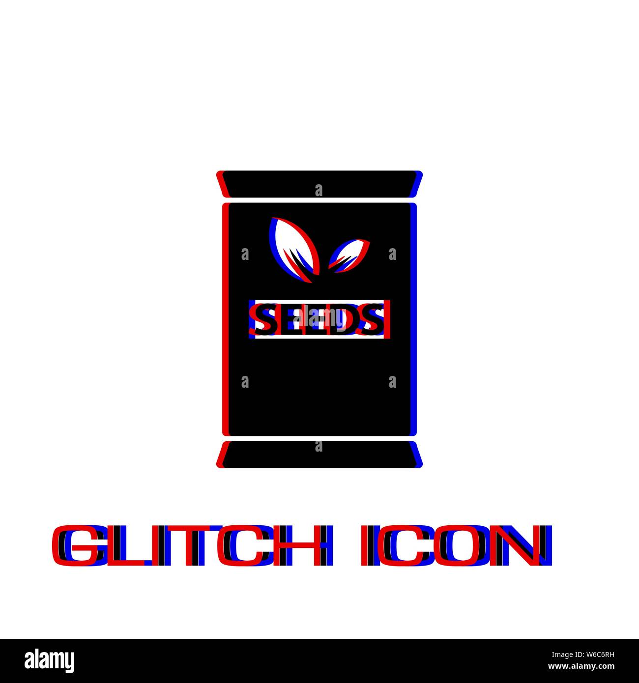 Saatgut sack Symbol flach. Einfache Piktogramm-Glitch Wirkung. Vector illustration symbol Stock Vektor