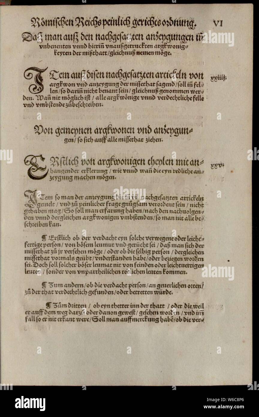 De Constitutio Criminalis Carolina (1533) 023. Stockfoto