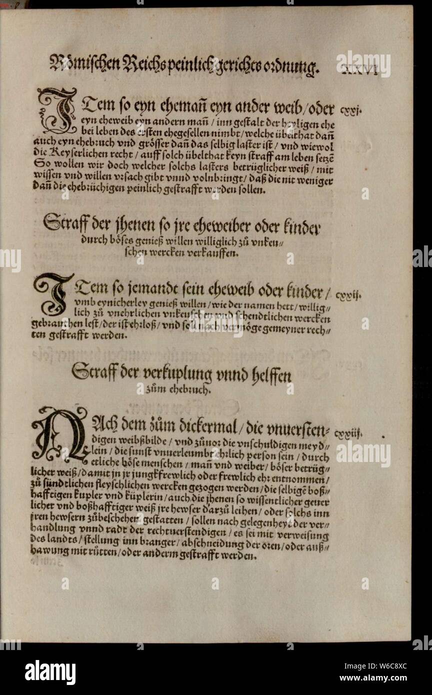 De Constitutio Criminalis Carolina (1533) 063. Stockfoto