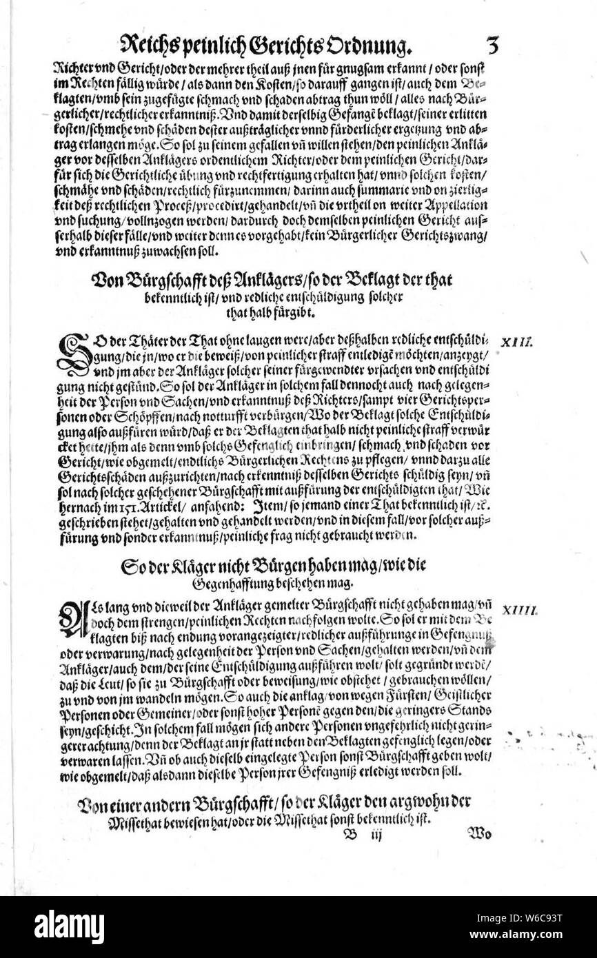 De Constitutio Criminalis Carolina (1577) 17. Stockfoto