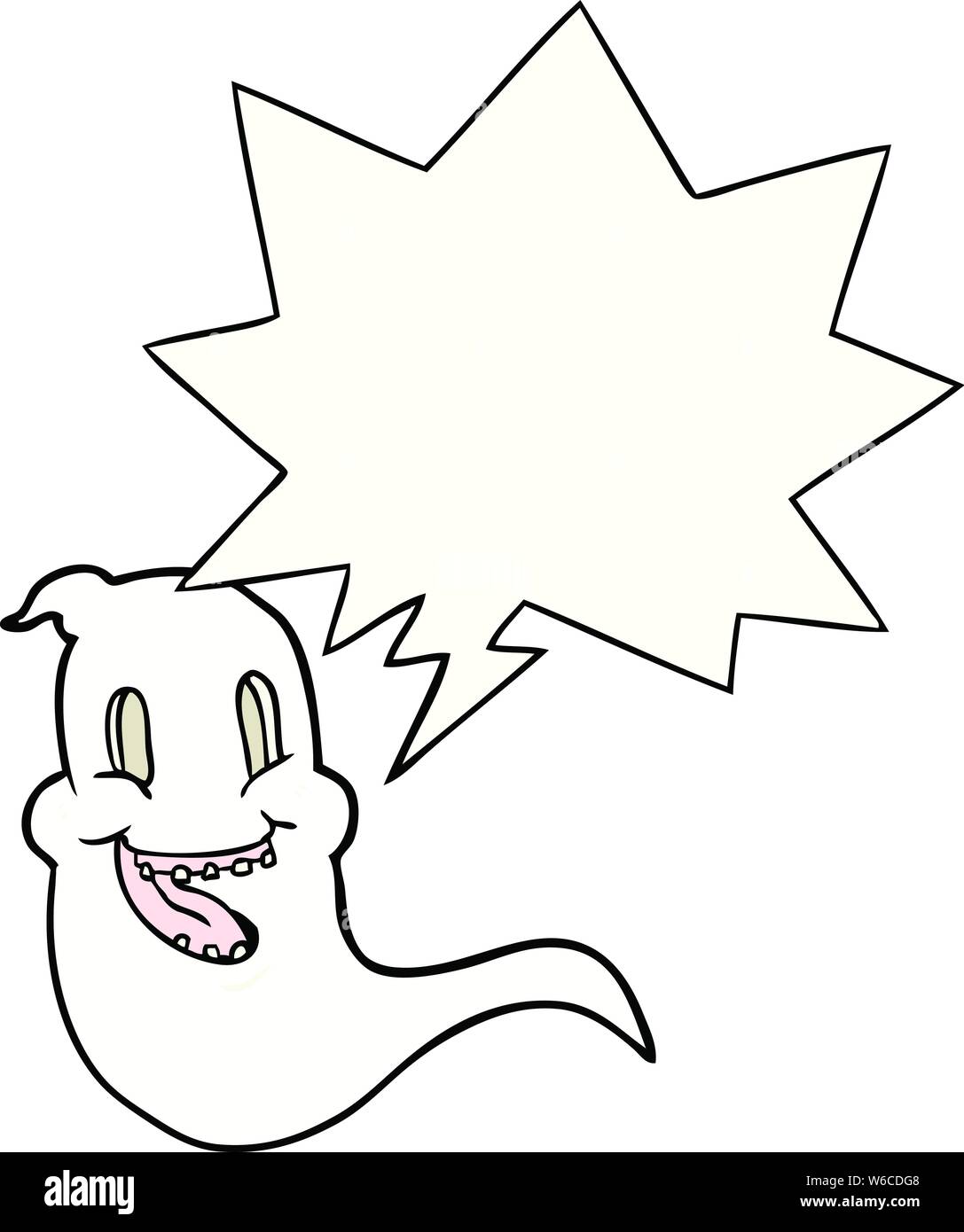 Cartoon spooky Ghost mit Sprechblase Stock Vektor