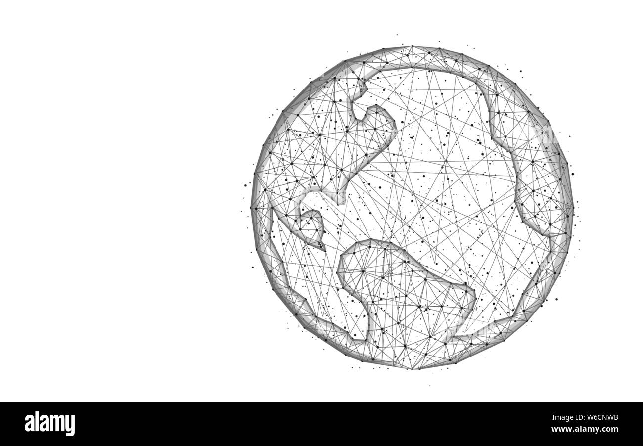 Planet Erde Low-poly-Design, Wissenschaft abstrakten geometrischen Bild, Astrologie Drahtmodell mesh polygonalen Vector Illustration aus Punkten und Linien auf w gemacht Stock Vektor
