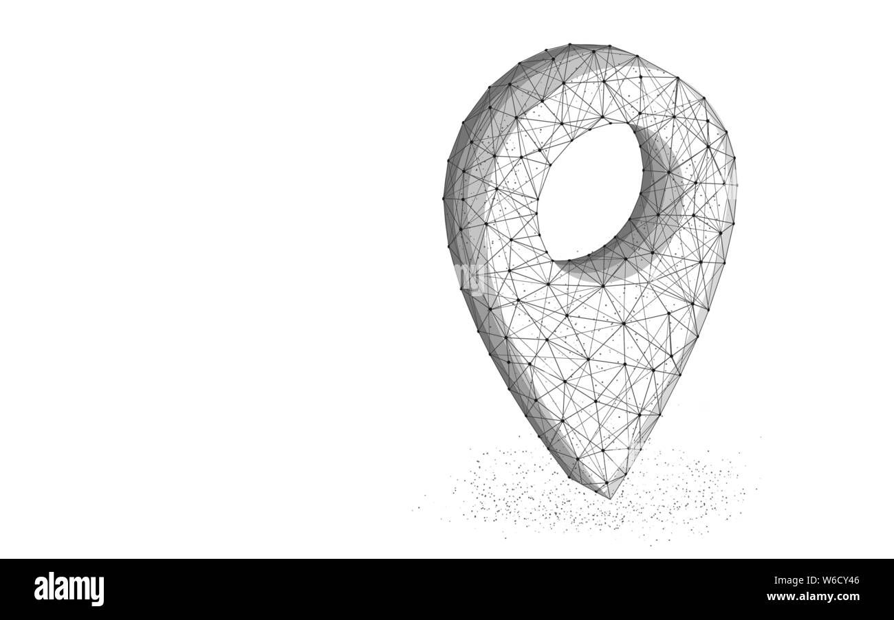 Lage pin Low Poly Design, Navigation abstrakten geometrischen Bild, lokale oder GPS-drahtmodell Mesh polygonalen Vector Illustration aus Punkten und Leitung Stock Vektor