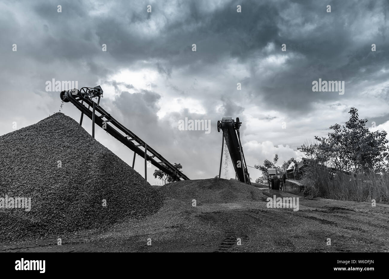 Die industrielle Gewinnung von Stein. Stockfoto