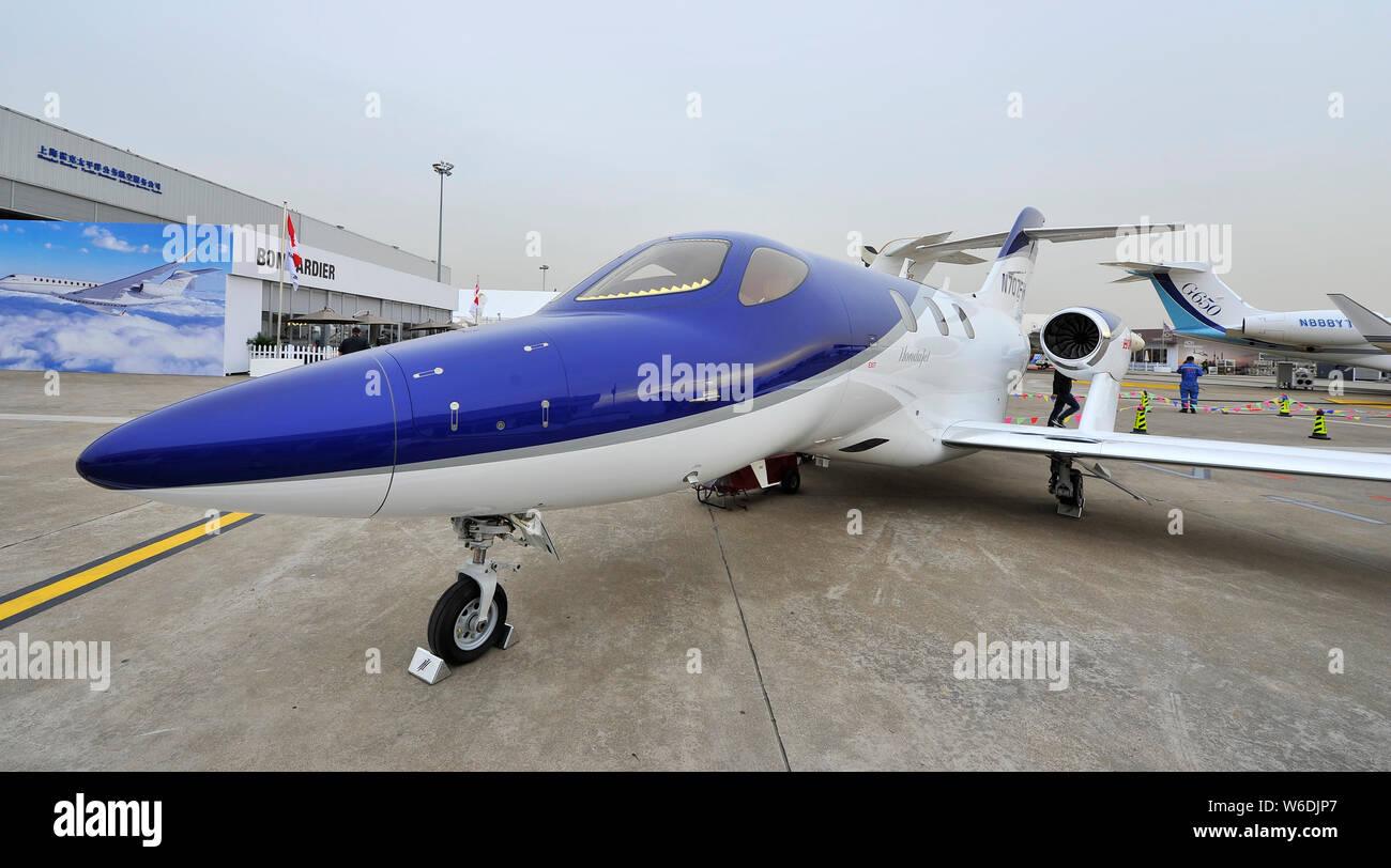 Innenansicht der Kabine eines Dassault Falcon 8X long range business Flugzeuge vor der 2018 Asian Business Aviation Conference und Ex Stockfoto