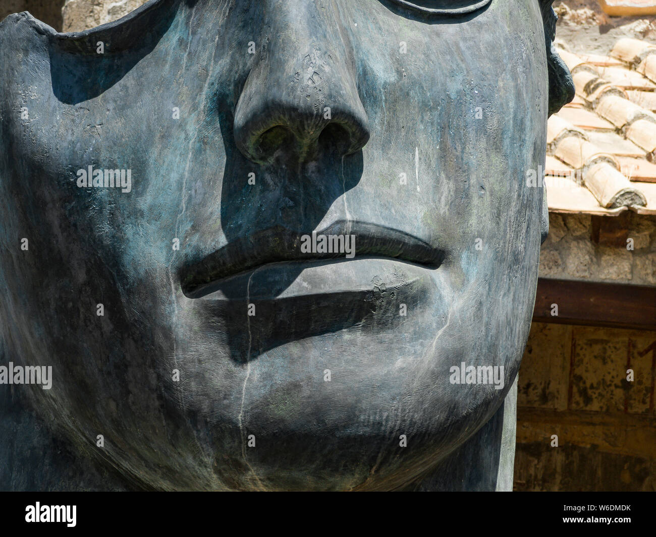 Bronze Statue eines menschlichen Gesichts in Pompeji Stockfoto