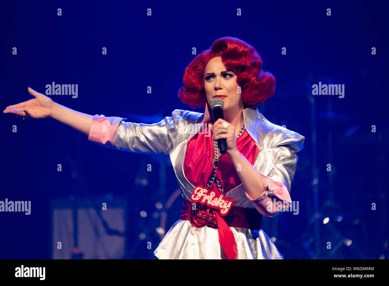 Edinburgh, Schottland, Großbritannien. 31. Juli 2019. Leistungen aus der Baugruppe Gala Starten beim Edinburgh Fringe 2019. Bild, compere von Frisky Frisky & Mannish. Stockfoto