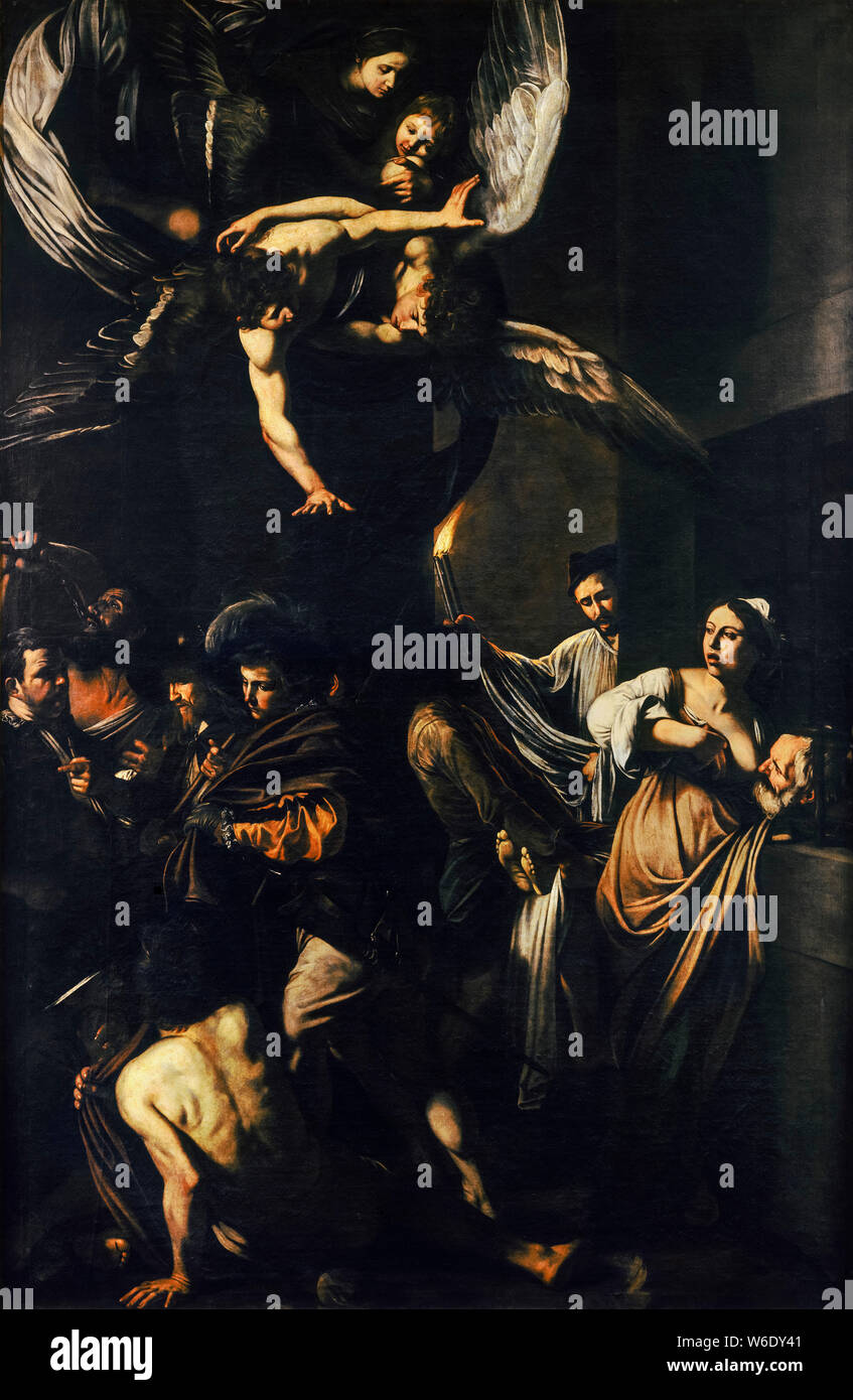 Caravaggio, die Sieben Werke der Barmherzigkeit, Malerei, 1606-1607 Stockfoto