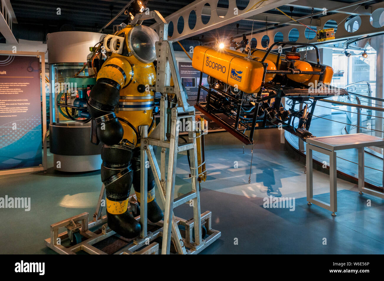 Exponate in Aberdeen Maritime Museum über die undersea Exploration und der Nordsee Ölindustrie. Stockfoto