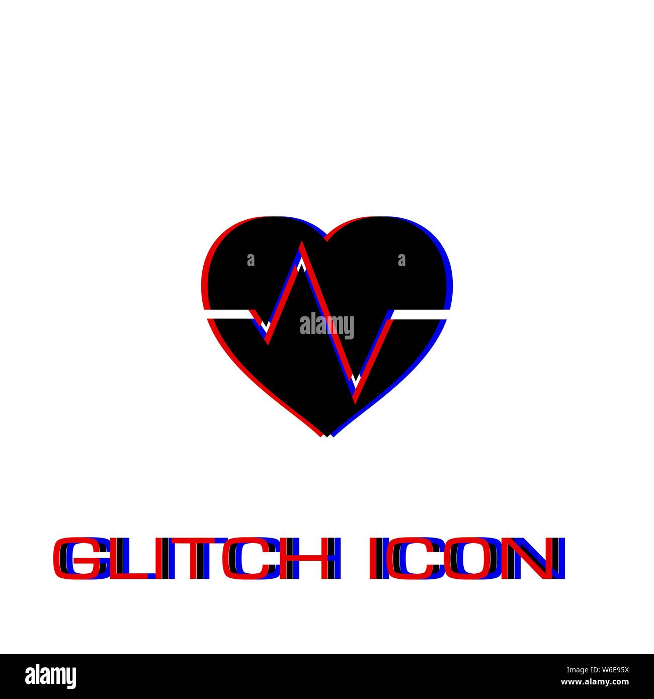Elektrokardiogramm Symbol flach. Einfache Piktogramm-Glitch Wirkung. Vector illustration symbol Stock Vektor