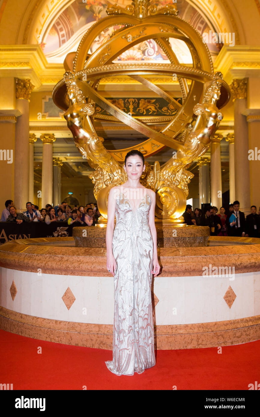 Die japanische Schauspielerin Rie Miyazawa Posen auf dem roten Teppich für die 9. Asian Film Awards in Macau, China, 25. März 2015. Stockfoto