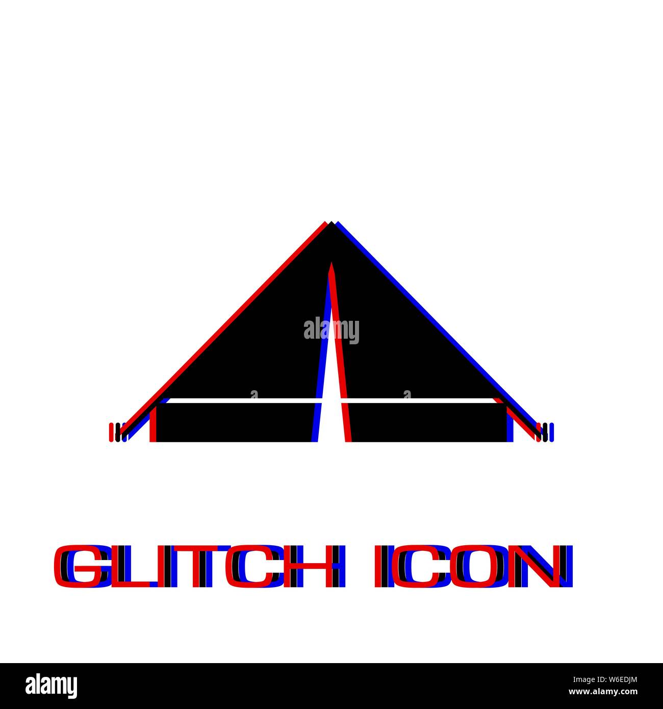 Zelt Symbol flach. Einfache Piktogramm-Glitch Wirkung. Vector illustration symbol Stock Vektor