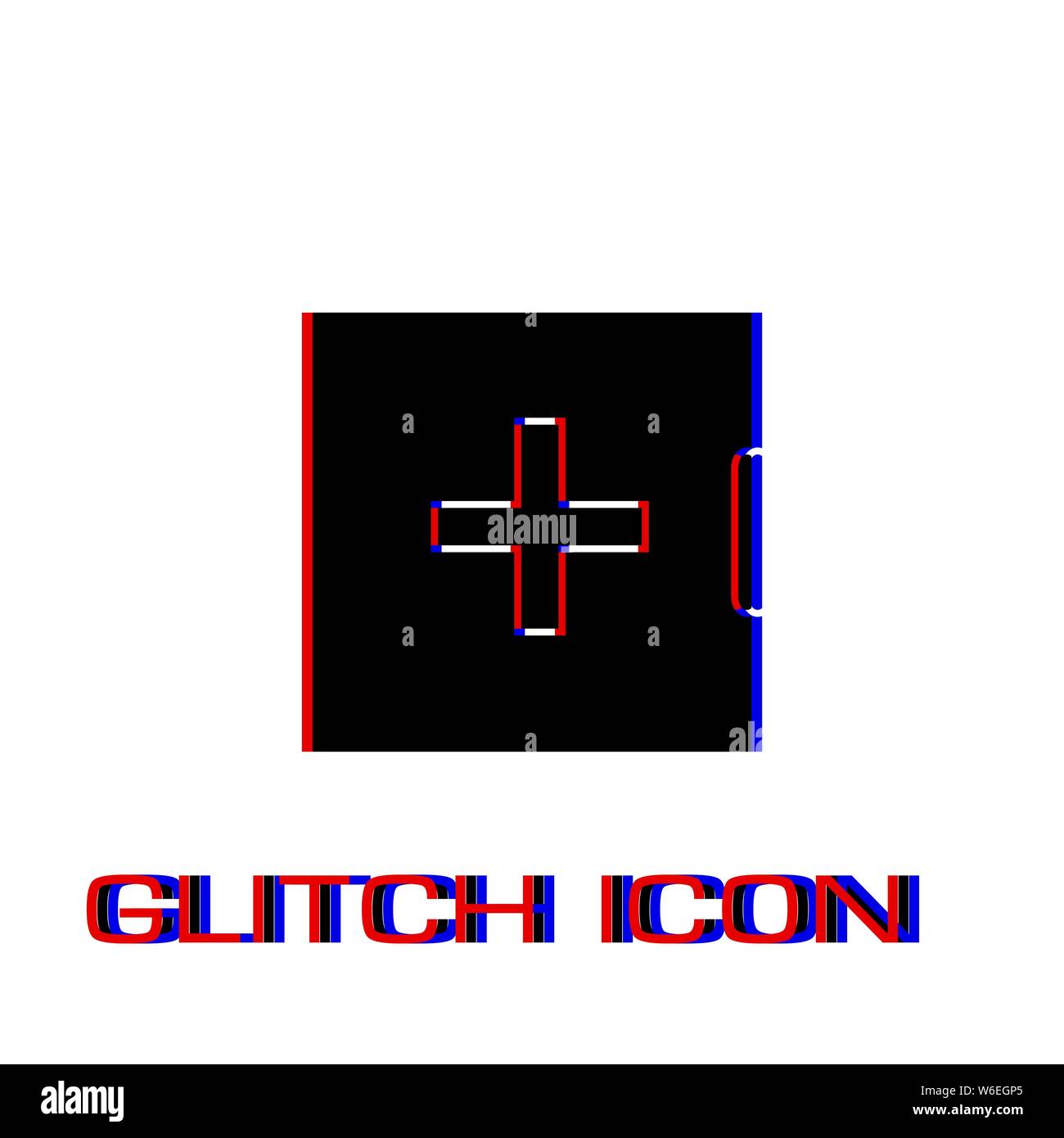 Medizin Brust Symbol flach. Einfache Piktogramm-Glitch Wirkung. Vector illustration symbol Stock Vektor