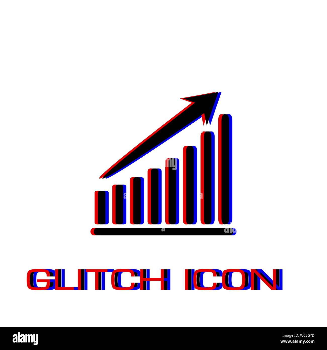 Symbol Kennlinie flach. Einfache Piktogramm-Glitch Wirkung. Vector illustration symbol Stock Vektor