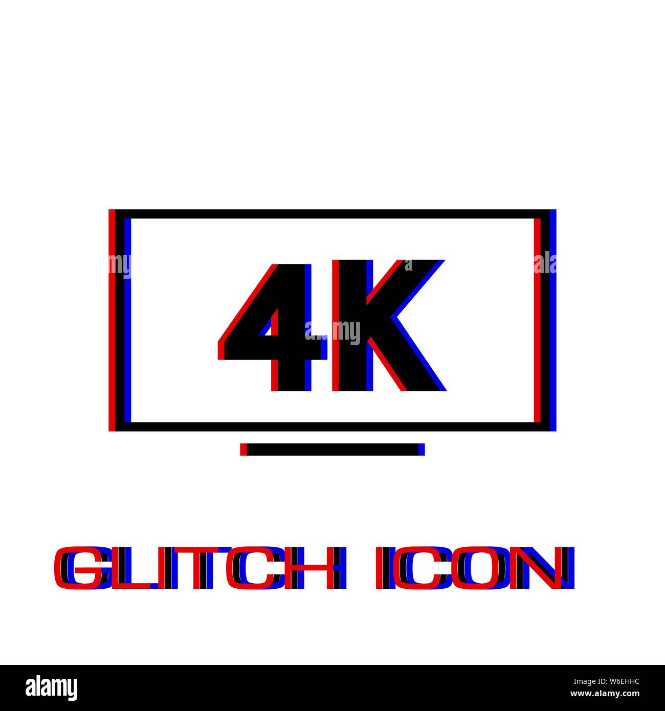 LCD4k Symbol flach. Einfache Piktogramm-Glitch Wirkung. Vector illustration symbol Stock Vektor