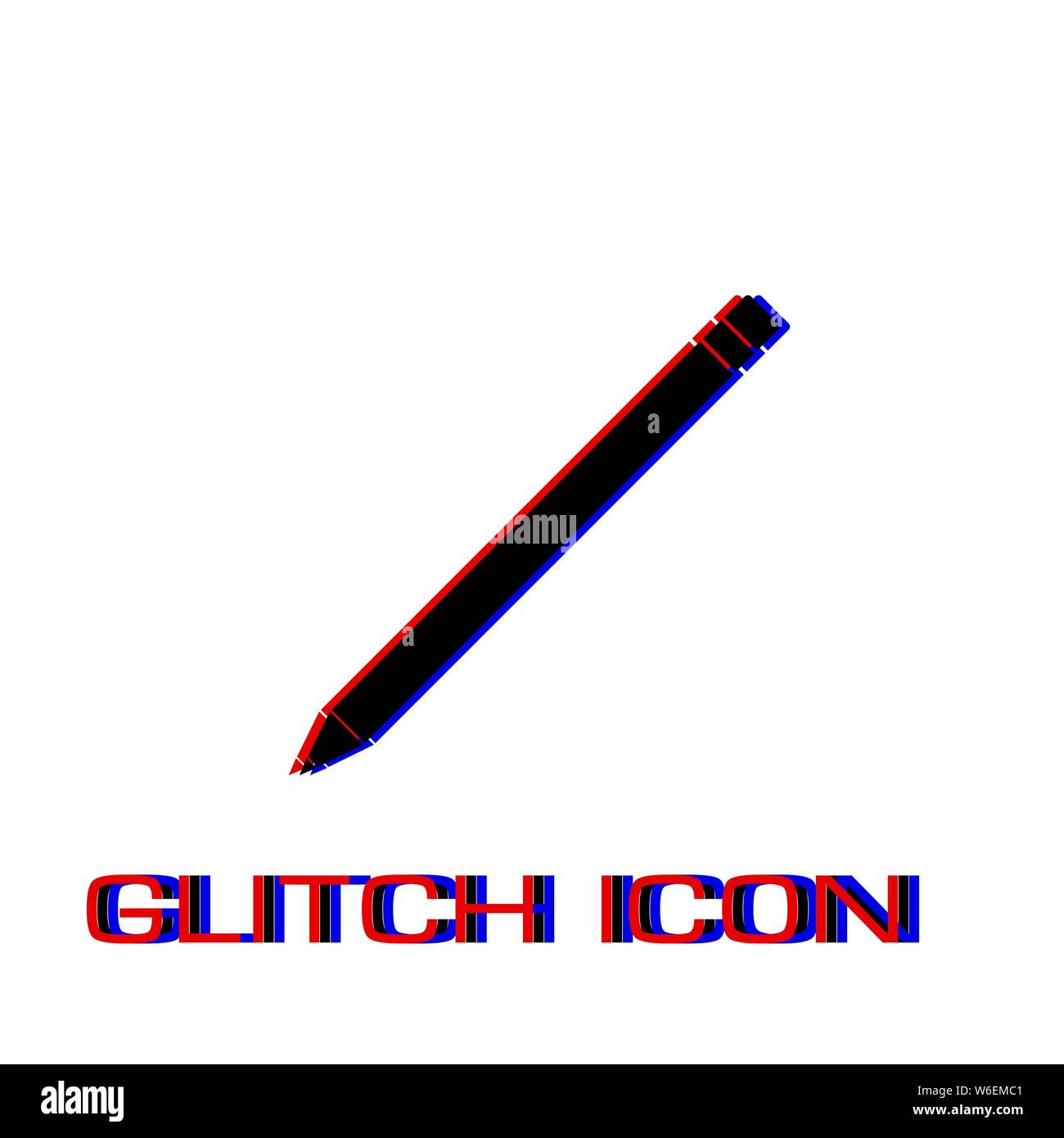 Stift-symbol flach. Einfache Piktogramm-Glitch Wirkung. Vector illustration symbol Stock Vektor