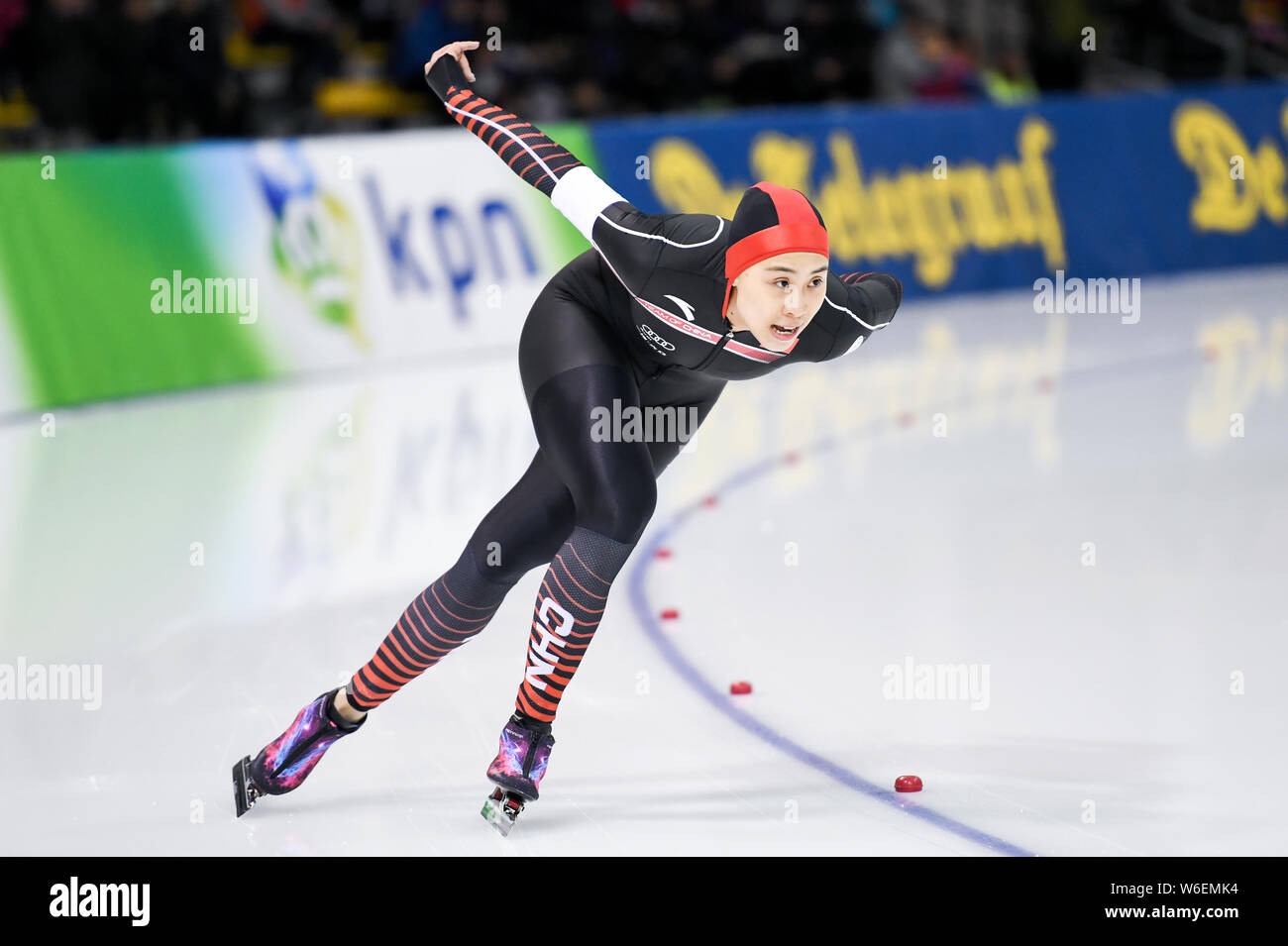 Zhao Xin von China konkurriert in der Frauen 500 m Finale während der 2018 ISU World Sprint Eisschnelllauf Meisterschaften in Changchun Stadt, im Nordosten C Stockfoto