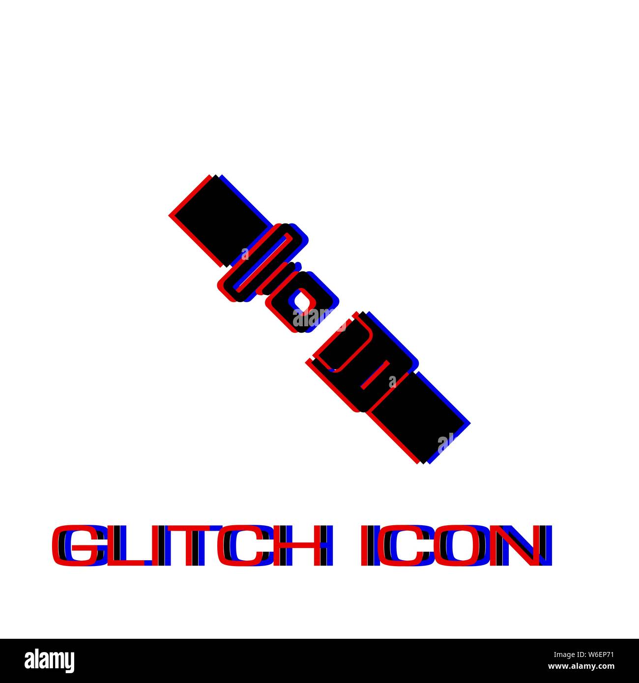 Sicherheitsgurt Symbol flach. Einfache Piktogramm-Glitch Wirkung. Vector illustration symbol Stock Vektor