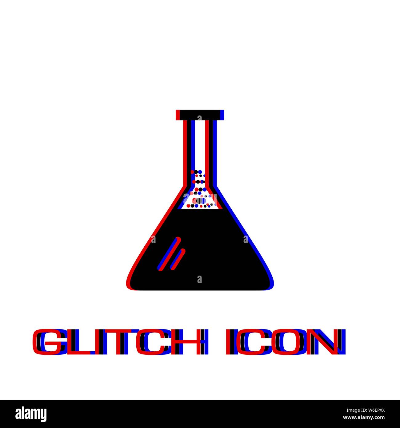 Reagenzglas Symbol flach. Einfache Piktogramm-Glitch Wirkung. Vector illustration symbol Stock Vektor