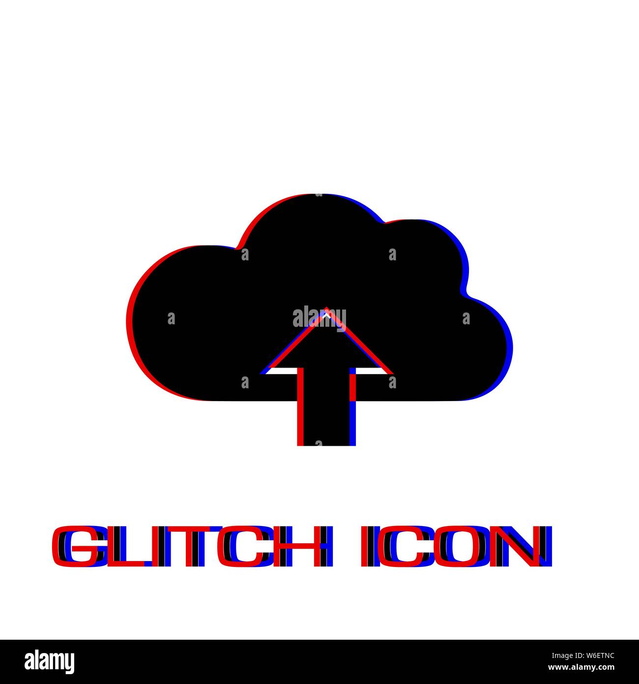 Upload Wolkensymbol flach. Einfache Piktogramm-Glitch Wirkung. Vector illustration symbol Stock Vektor