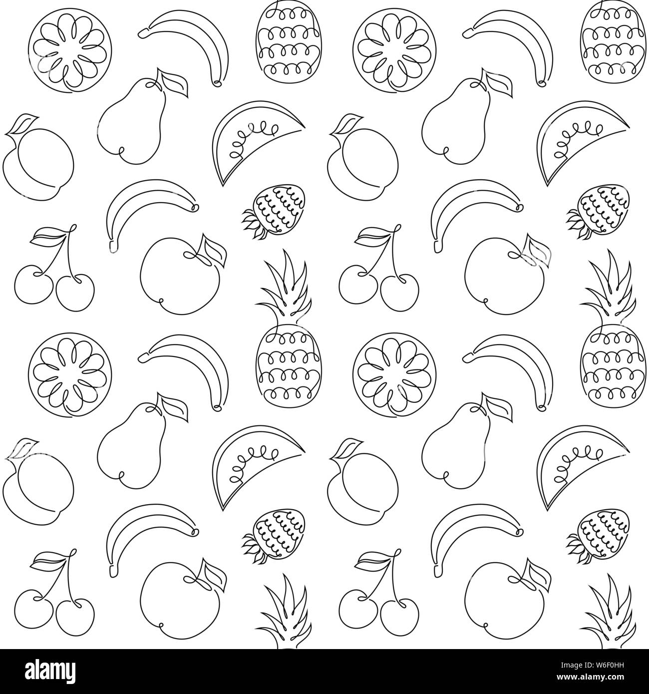 Nahtlose Muster mit Früchten auf weißem Hintergrund. Eine Zeichnung Stil. Es perfekt für die Umhüllung, Verpackung, digitale Papier und vieles mehr. Einfach umfärben. Stock Vektor
