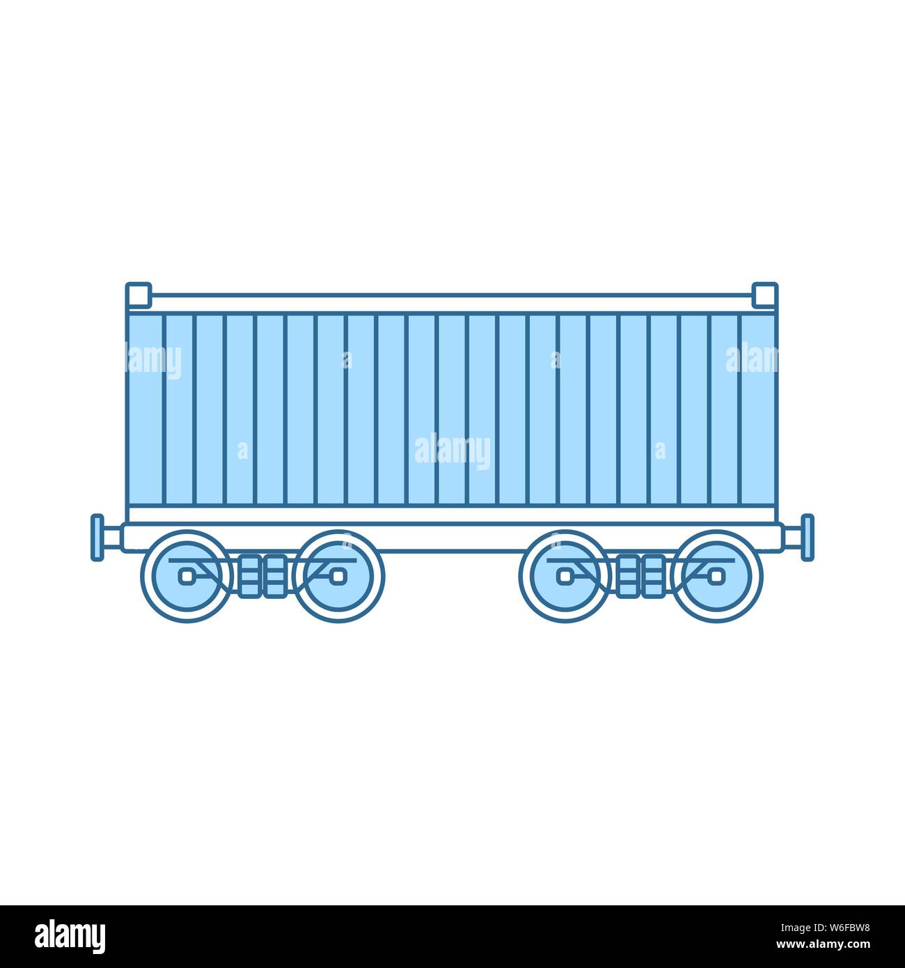 Bahn Cargo Container Symbol. Dünne Linie mit blauer Füllung Design. Vector Illustration. Stock Vektor