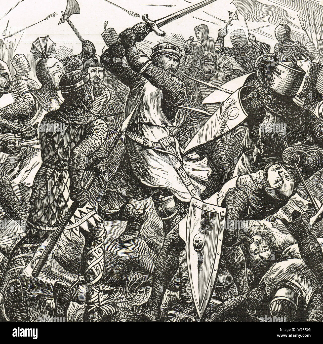 Kein Viertel zu Verrätern, Simon de Montfort, Graf von Leicester in der Schlacht von Evesham, 4. August 1265 Stockfoto