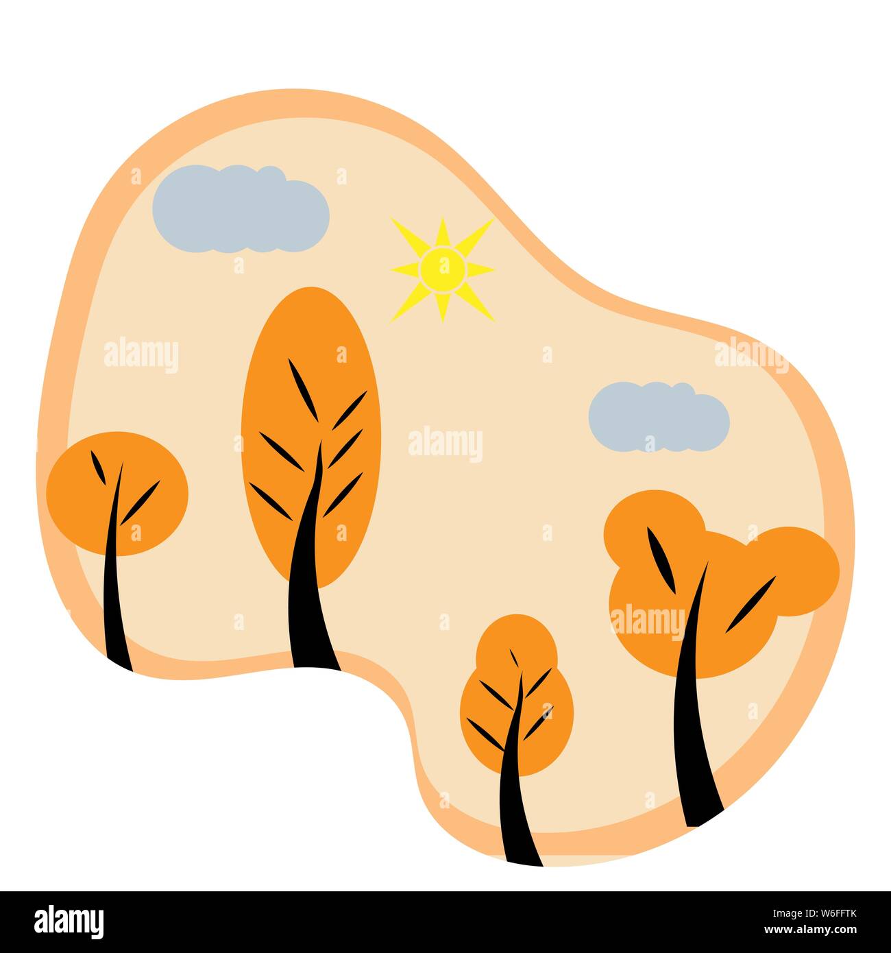 Vector Illustration. Papier Kunst Landschaft mit gelben Bäume im Herbst Stock Vektor