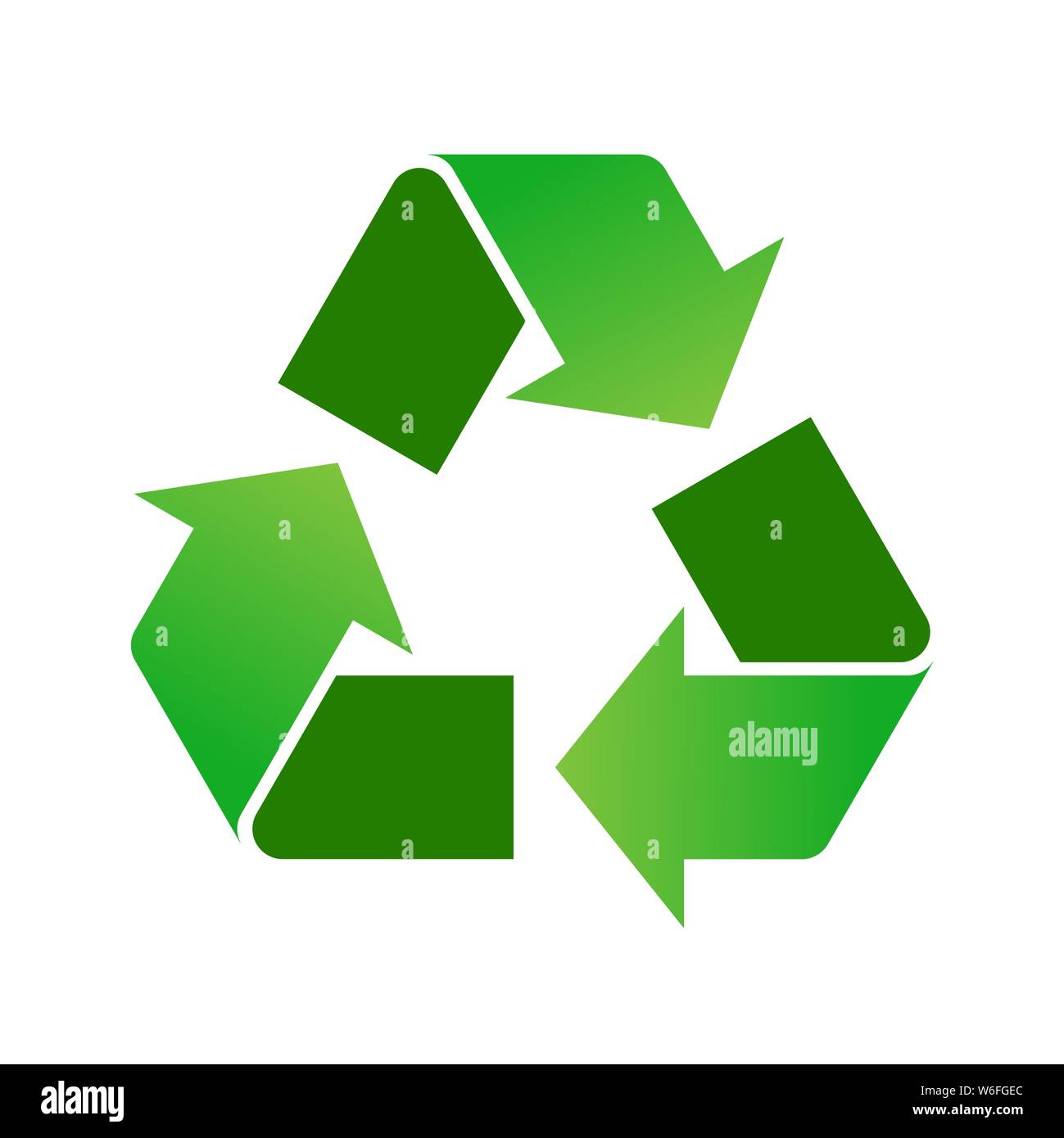 Green gradient bereiten Symbol, Zeichen, Symbol, auf weißem Hintergrund. Dreieckige Recycling Logo. Pfeile, Recycling von Materialien. Grün zu denken. Vektor Stock Vektor