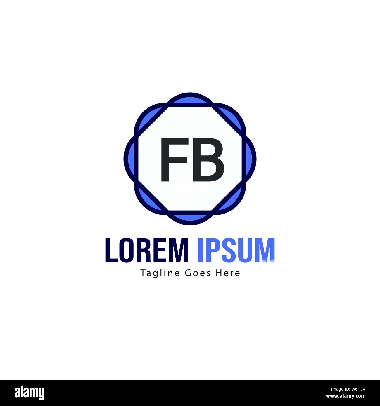 Erste FB logo Vorlage mit modernen Rahmen. Minimalistische FB schreiben logo Vector Illustration Design Stock Vektor
