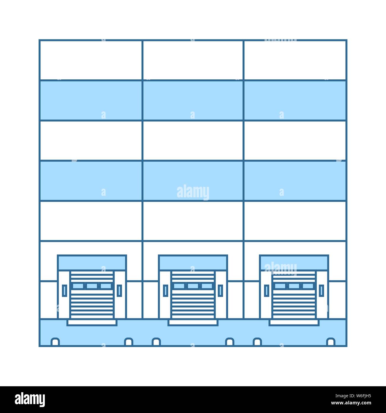 Warehouse logistische Konzept Symbol. Dünne Linie mit blauer Füllung Design. Vector Illustration. Stock Vektor