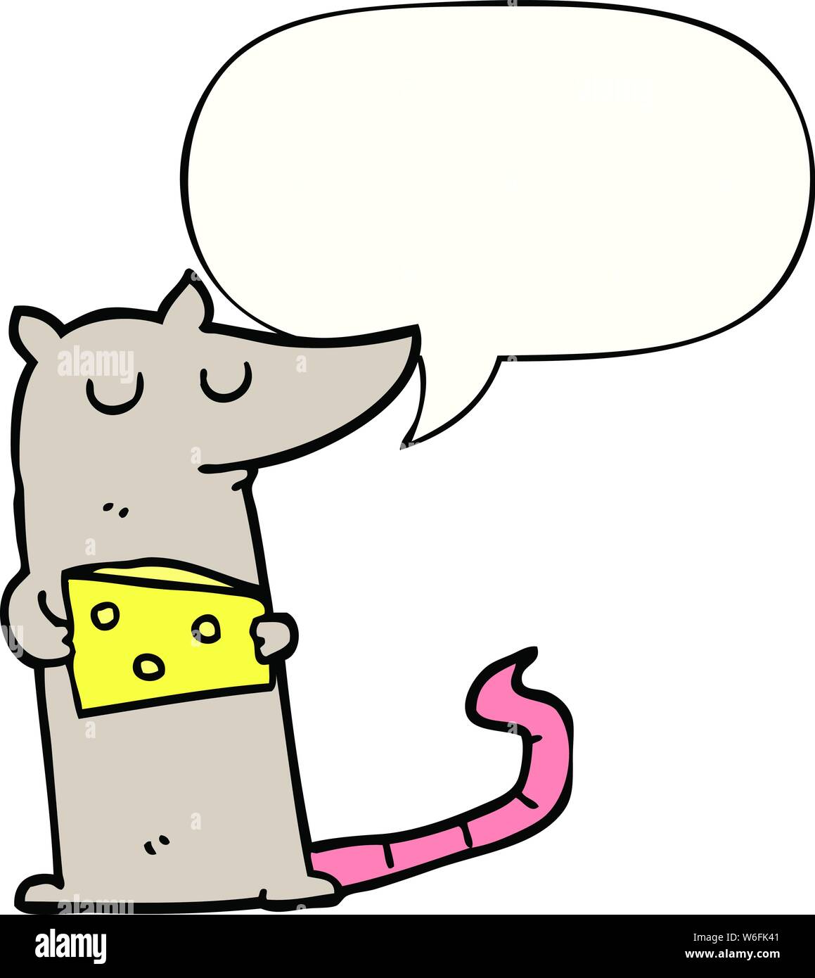 Cartoon Maus mit Käse mit Sprechblase Stock Vektor
