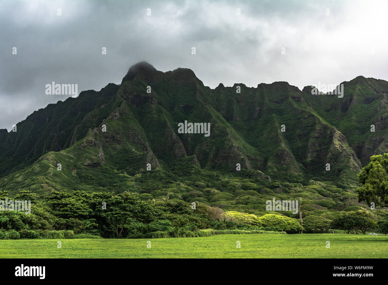Kualoa Ridge Mountain, Oahu, Hawaii Stockfoto