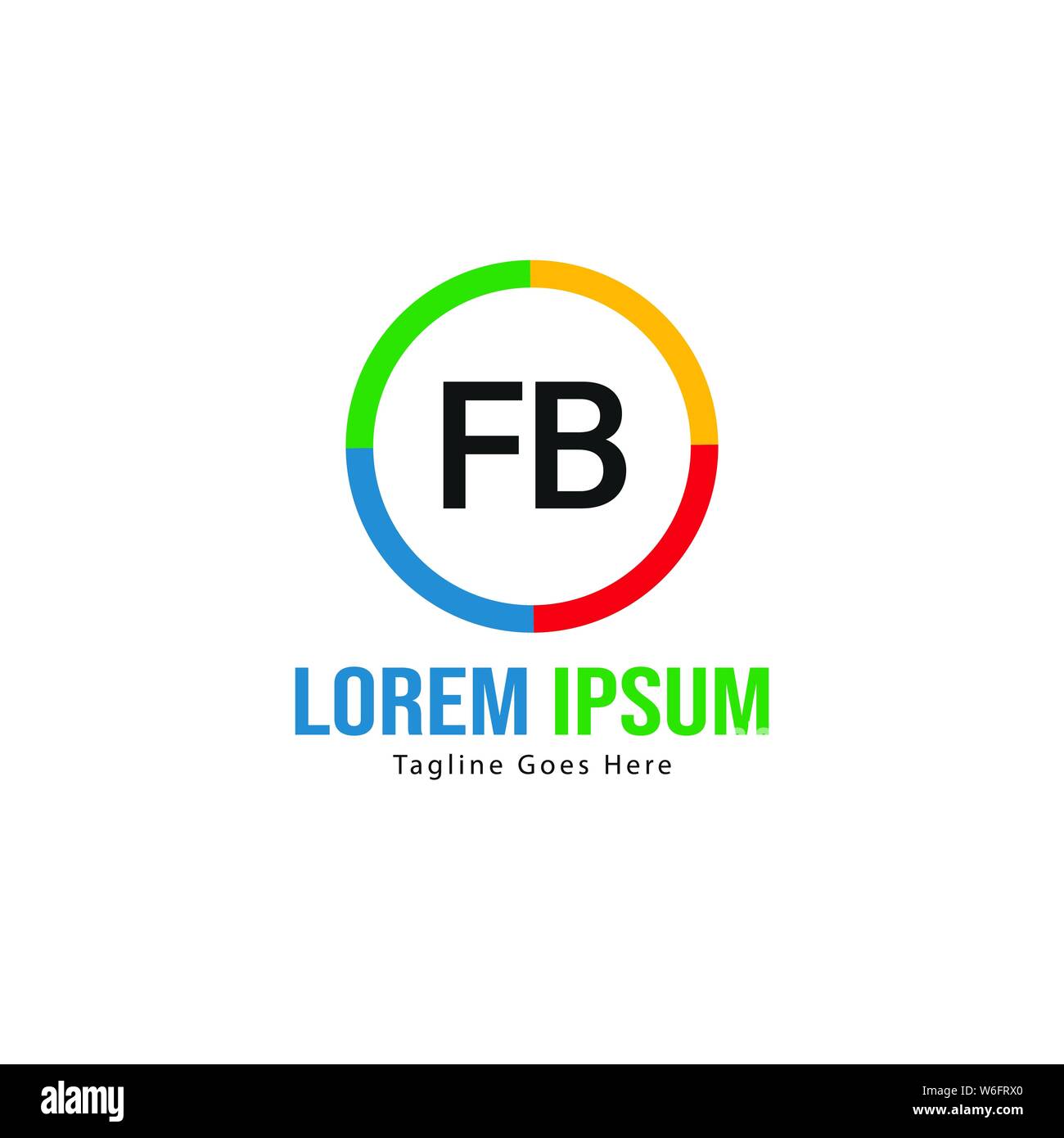 Erste FB logo Vorlage mit modernen Rahmen. Minimalistische FB schreiben logo Vector Illustration Design Stock Vektor