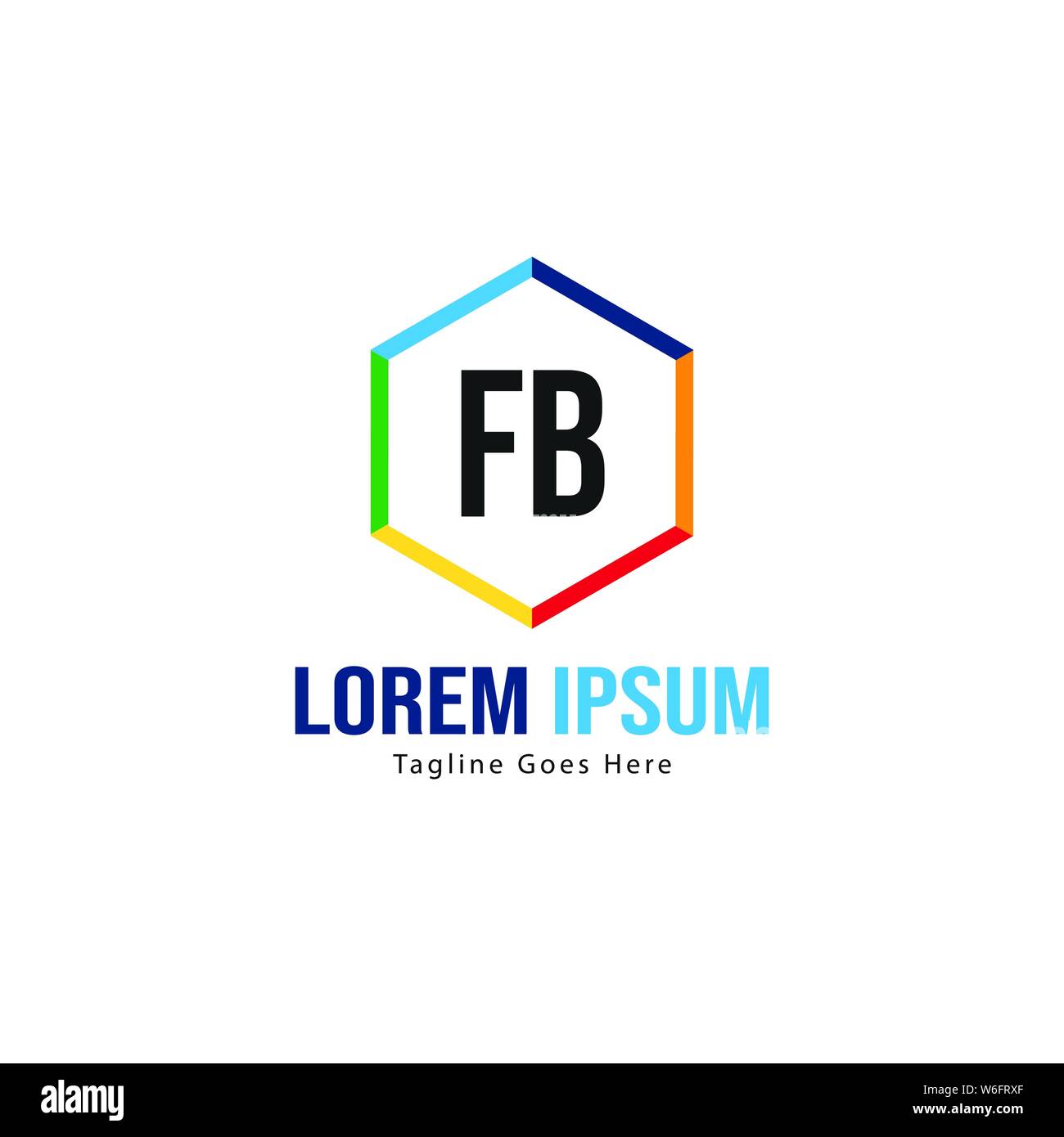 Erste FB logo Vorlage mit modernen Rahmen. Minimalistische FB schreiben logo Vector Illustration Design Stock Vektor