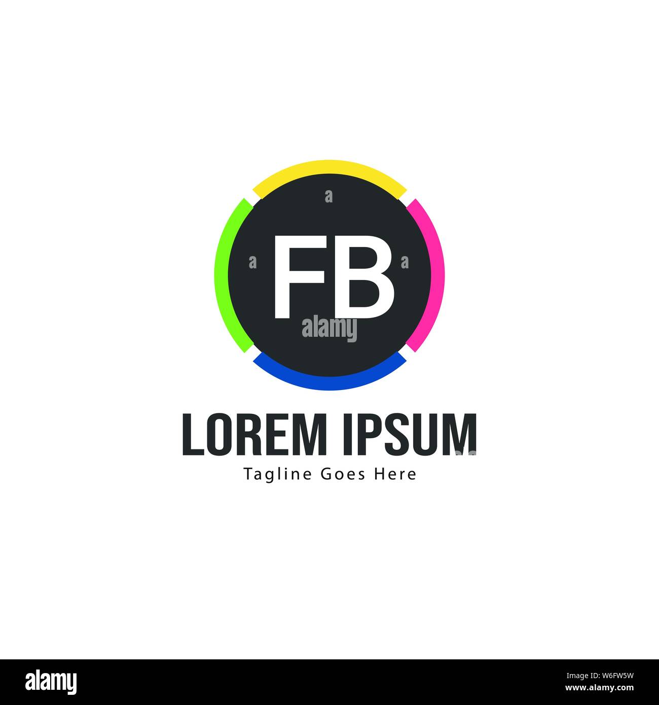Erste FB logo Vorlage mit modernen Rahmen. Minimalistische FB schreiben logo Vector Illustration Design Stock Vektor