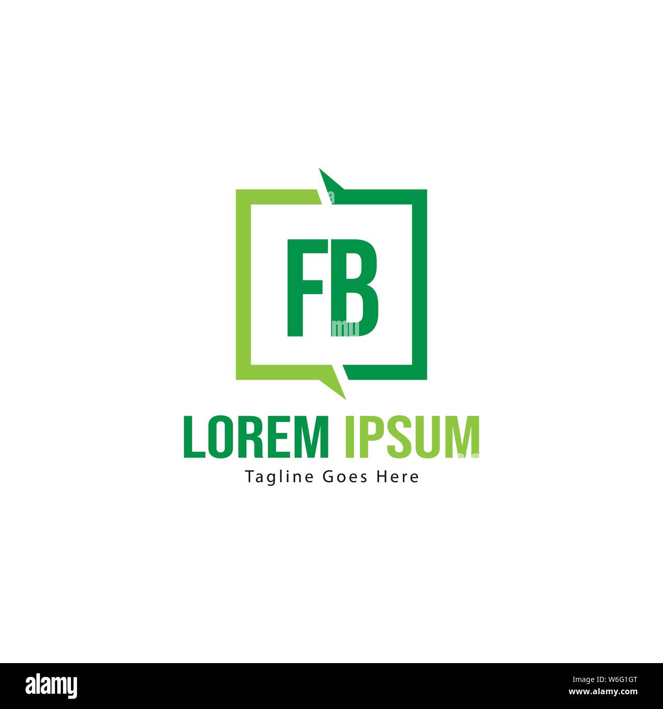 Erste FB logo Vorlage mit modernen Rahmen. Minimalistische FB schreiben logo Vector Illustration Design Stock Vektor