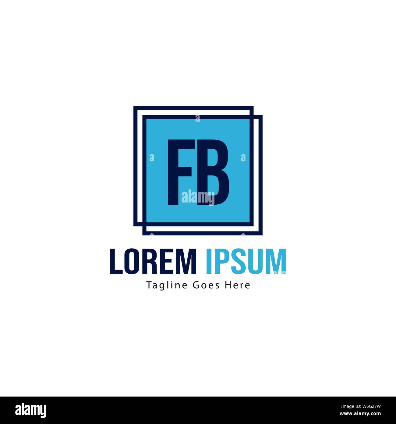 Erste FB logo Vorlage mit modernen Rahmen. Minimalistische FB schreiben logo Vector Illustration Design Stock Vektor
