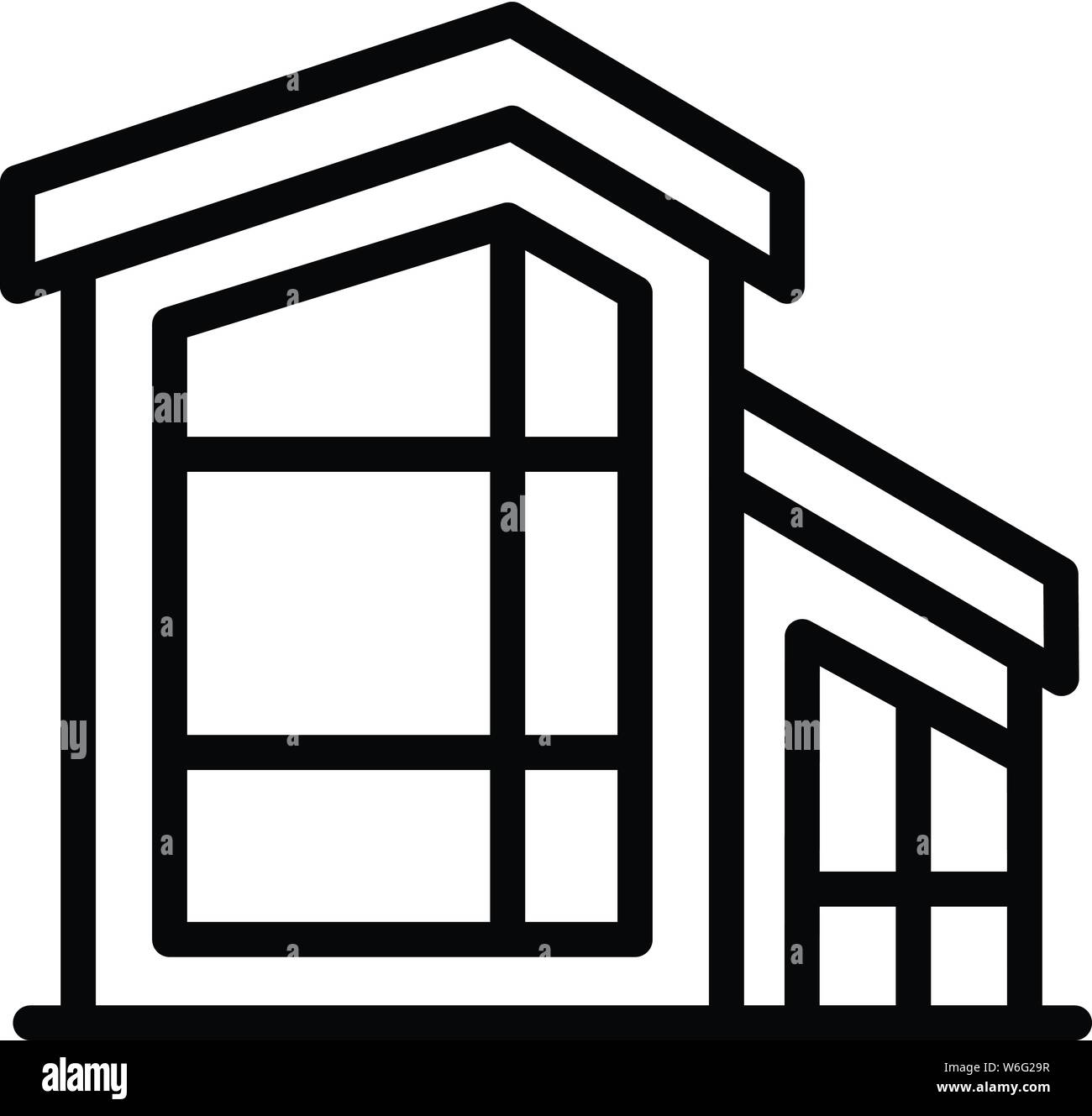 Haus mit großen Fenstern, Symbol, outline Style Stock Vektor
