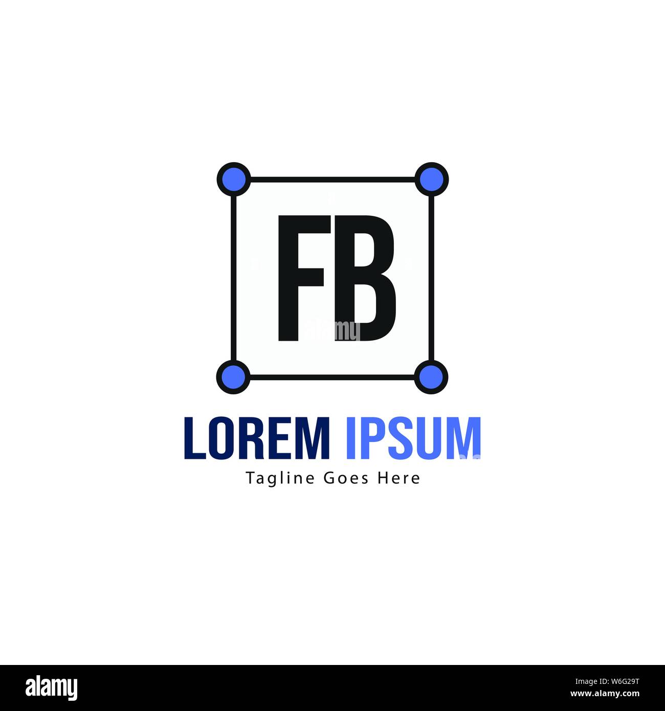 Erste FB logo Vorlage mit modernen Rahmen. Minimalistische FB schreiben logo Vector Illustration Design Stock Vektor