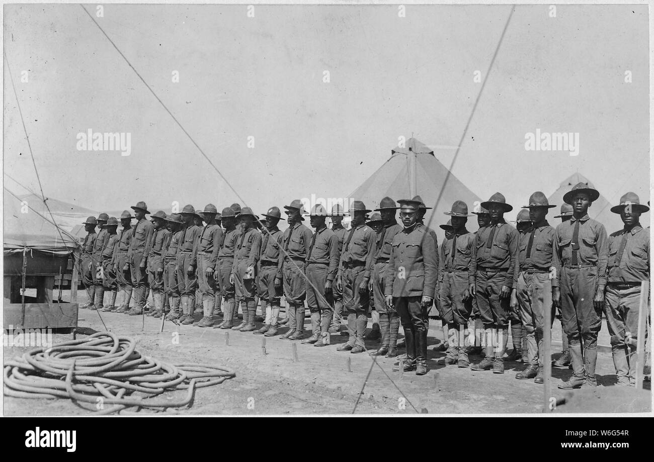 Unternehmen von [African American] Truppen, die Arbeit Bataillon, Governor's Island, New York. Stockfoto