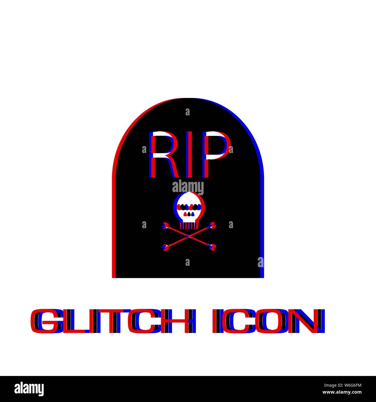 Grab RIP icon flach. Einfache Piktogramm-Glitch Wirkung. Vector ...