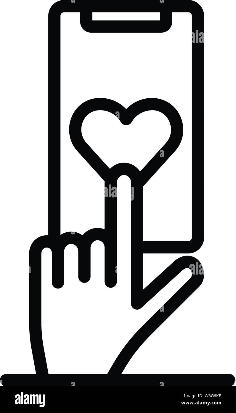 Liebe via Smartphone Symbol, outline Style Stock Vektor